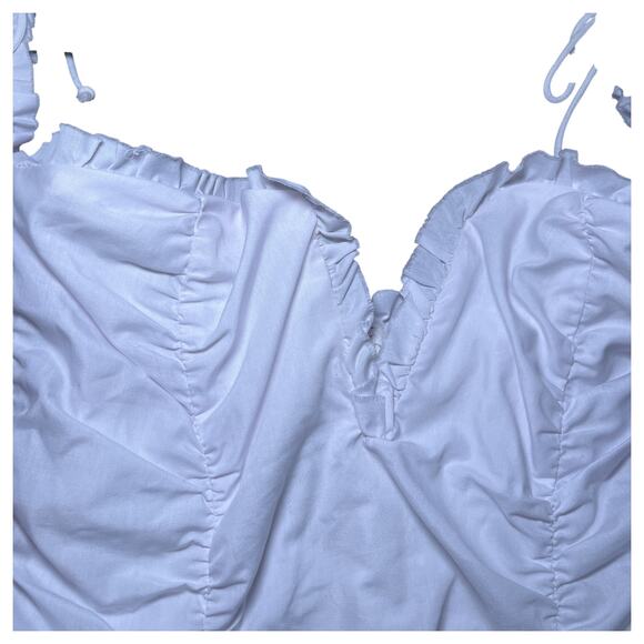 For Love & Lemons Jackson Shirred Off Shoulder Mini Dress White Size Small - Picture 4 of 6